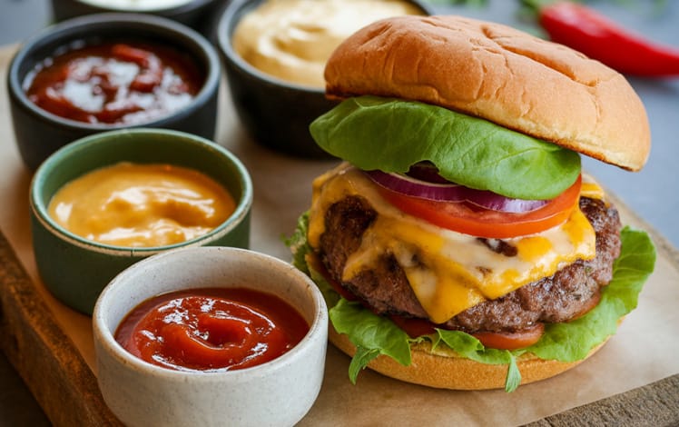 molhos e hamburguer