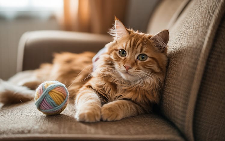 Gato deitado no sofá