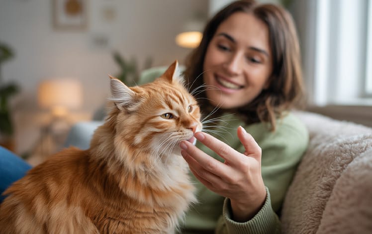 Gato mordendo a mão do tutor durante o carinho, comportamento típico que indica excesso de estímulo ou limite sensorial