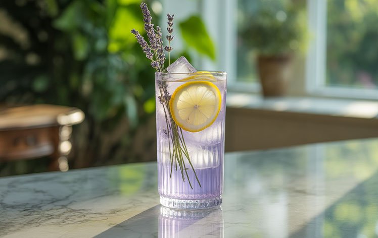 Drink sem álcool limonada com lavanda