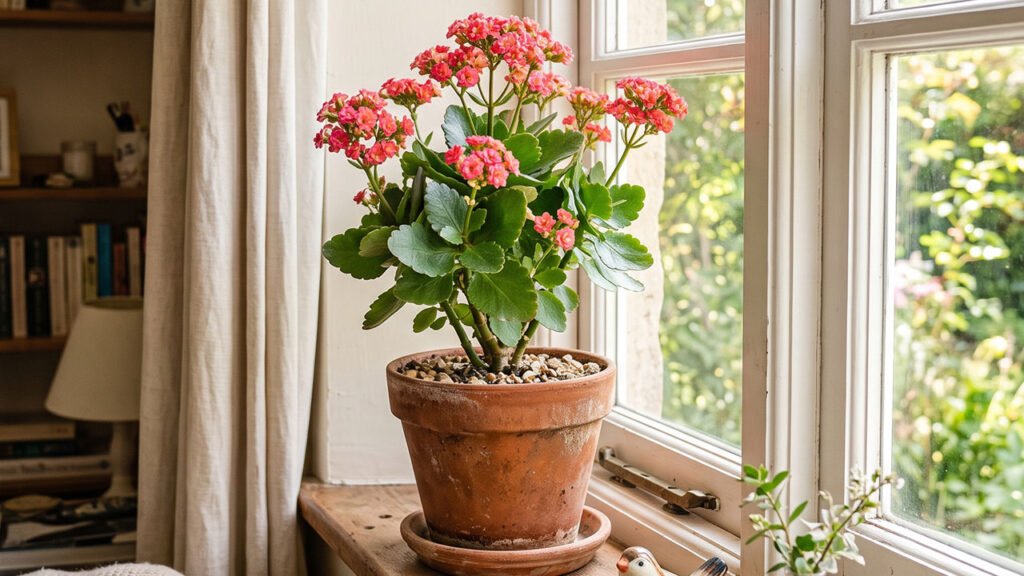 Kalanchoe posicionada perto de janela bem iluminada