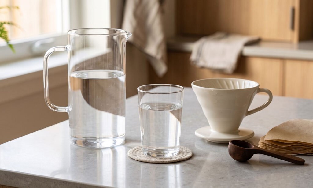 Água filtrada e água mineral avaliadas para preparar café