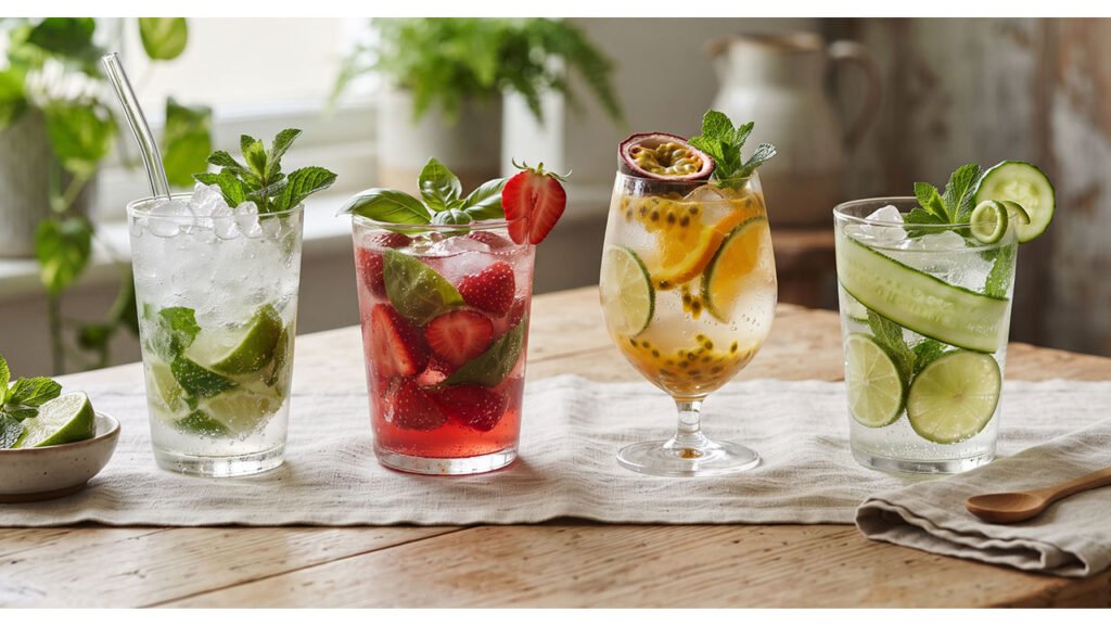 Quatro receitas de drinks sem álcool com frutas e ervas