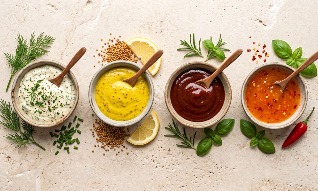 Molhos cremoso, ácido, defumado e picante para diferentes perfis de hambúrguer