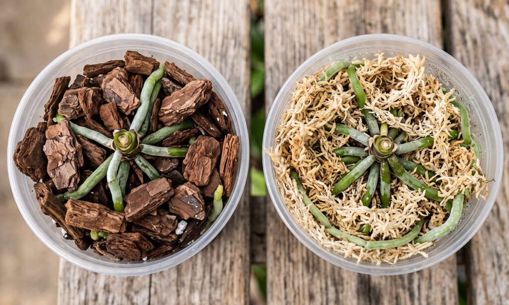 Orquídeas cultivadas em substratos com diferentes níveis de retenção de umidade