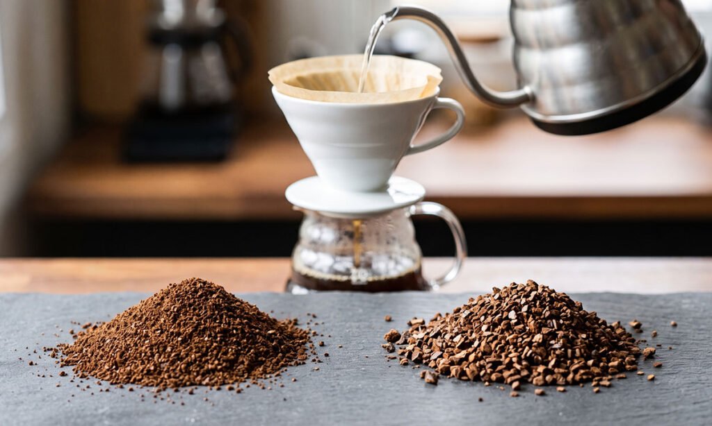 Ajustes discretos de moagem usados para equilibrar um café mais concentrado.