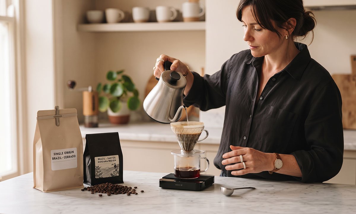 Comparação entre café cotidiano e café especial antes do preparo.